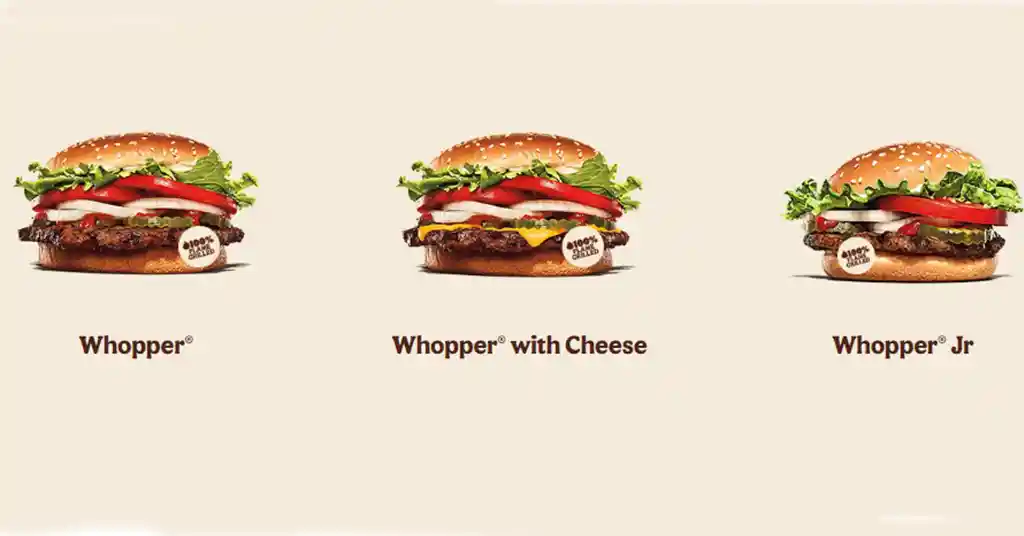 1. Burger King Menu Real Whopper