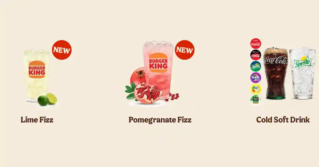 9. Burger King Menu Beverages