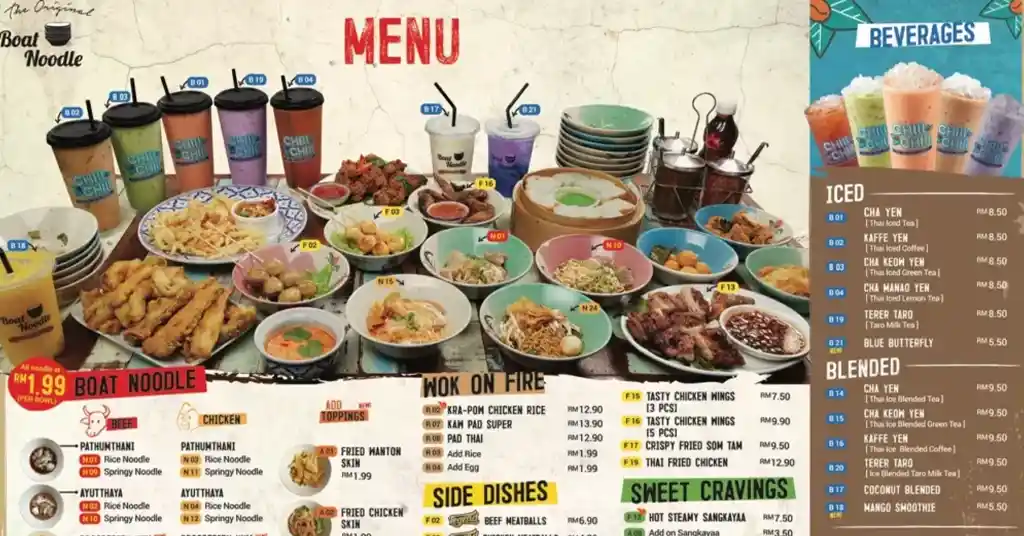 Boat Noodle Menu Malaysia Terkini