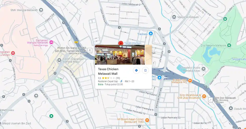 Lokasi dan Waktu Operasi Texas Chicken Melawati Mall